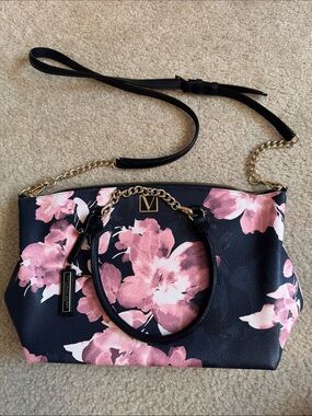 Victoria’s Secret Bond Street -  Black Shoulder Bag with Pink Floral Print